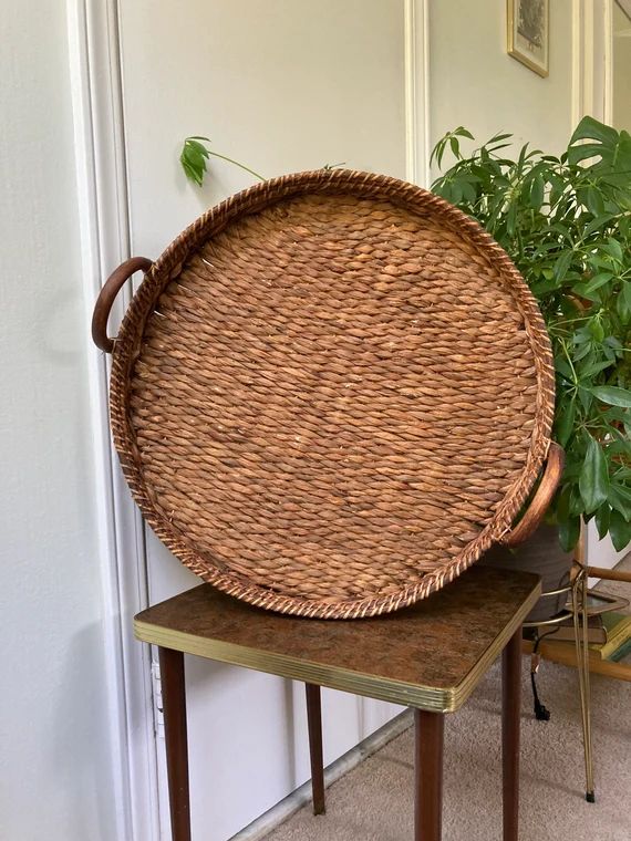 Large woven tray with bentwood handles | Etsy (US)