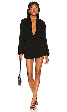 superdown Tracie Collared Romper in Black from Revolve.com | Revolve Clothing (Global)