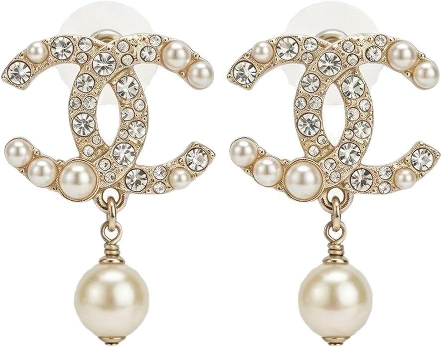 18K Gold Plated Earrings for Women Non Allergenic Pearl Dangle Earrings Birthday Gift Diamond Ear... | Amazon (US)