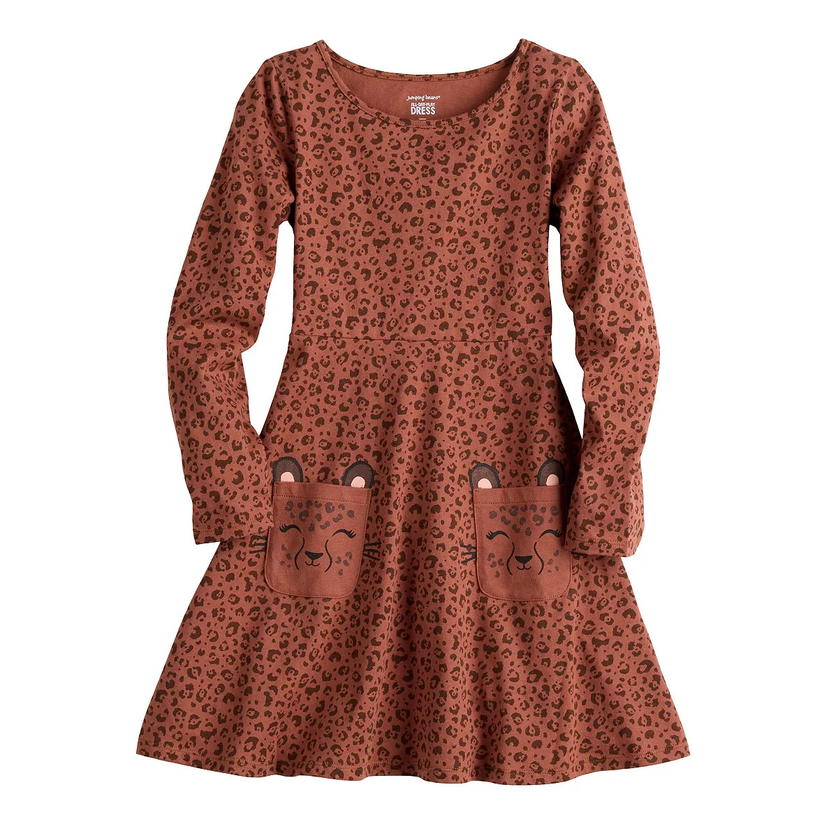Girls 4-12 Jumping Beans® Cheetah Long Sleeve Dress | Kohl's