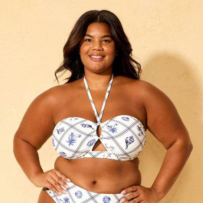 Women's Shell Print Anchor Charm Halter Bandeau Bikini Top - Shade & Shore™ Multi X | Target