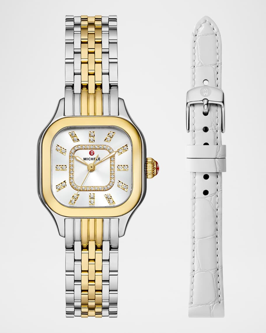 Meggie Two-Tone 18K Gold-Plated Diamond Dial Watch Gift Set | Neiman Marcus
