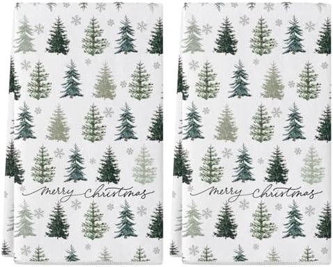 Siilues Christmas Kitchen Towels 18x26 Inch Set of 2, Merry Christmas Tree Hand Towels Seasonal W... | Amazon (US)