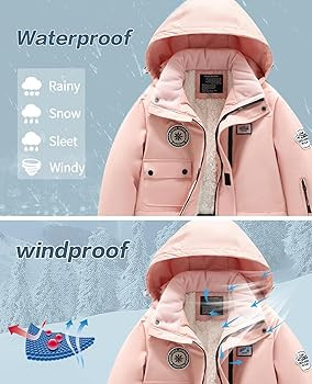Winter Kids 2 Piece Ski Suit Boys/Girls Thicken Warm Hooded Jacket and Ski Pants Snowsuit Snowboa... | Amazon (US)