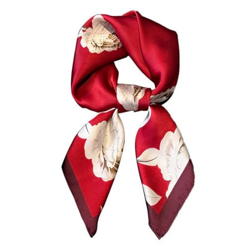 ODYQIG Head Scarf Hair Neck Scarves For Women Purse Bag Scarfs For Handbags Silky Long Thin Satin Headscarf Fashion Silk Headbands Accessories Tote Bag Charms Red Peony | Amazon (US)