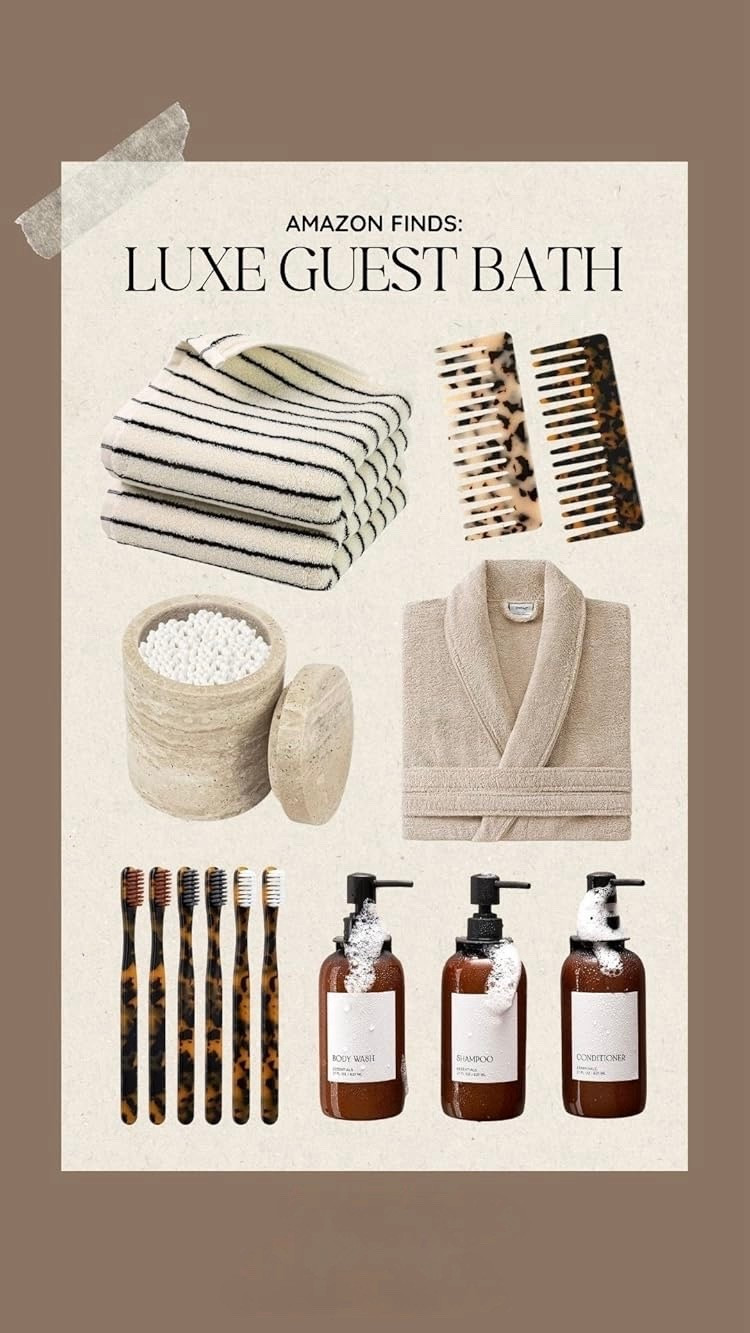 Amazon Finds ✨ Luxe Guest Bathroom Ideas for a Cozy, Spa-Like Home Upgrade 🤎 Create a warm and elevated guest bath with these neutral Amazon finds featuring plush towels, chic storage, tortoise accessories, and spa-inspired essentials. Perfect for hosting guests, everyday luxury, or a simple bathroom refresh, this look brings a clean, hotel-like feel to your space. Save this for guest bathroom decor ideas, spa bathroom inspo, and cozy home upgrades. #bathroomdecor #guestbathroom #amazonfinds #homedecorideas #neutralhome #spavibes #homeinspo #bathroominsp

#LTKselfcare #LTKMothersDay #LTKHome