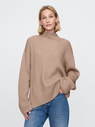 Oversized Split-Hem Mockneck Sweater | Gap (US)