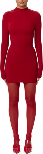 Long Sleeve Mock Neck Minidress | Nordstrom