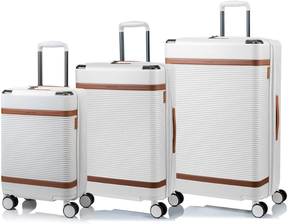 CHAMPS 'Vintage III Collection' 3-Piece Expandable HARDSIDE Spinner Luggage Set (Ivory) | Amazon (CA)