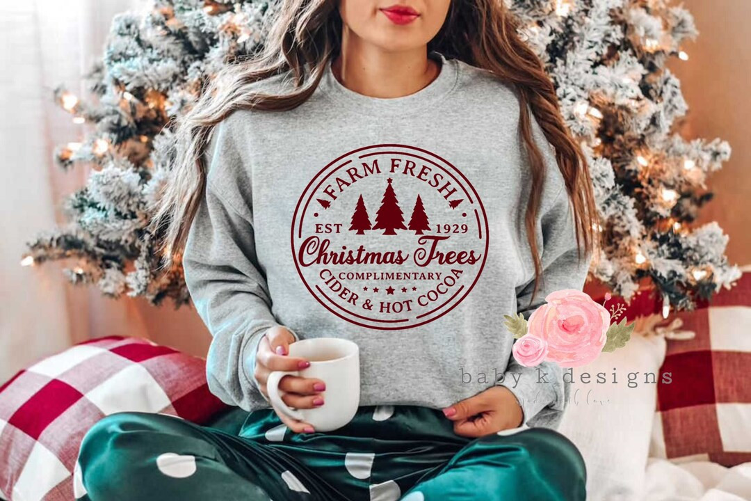 Farm Fresh Christmas Tree Sweatshirt Farm Fresh Shirtwomens - Etsy | Etsy (US)