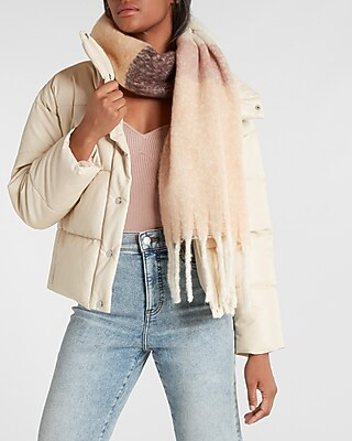 Stripe Brushed Fringe Scarf | Express