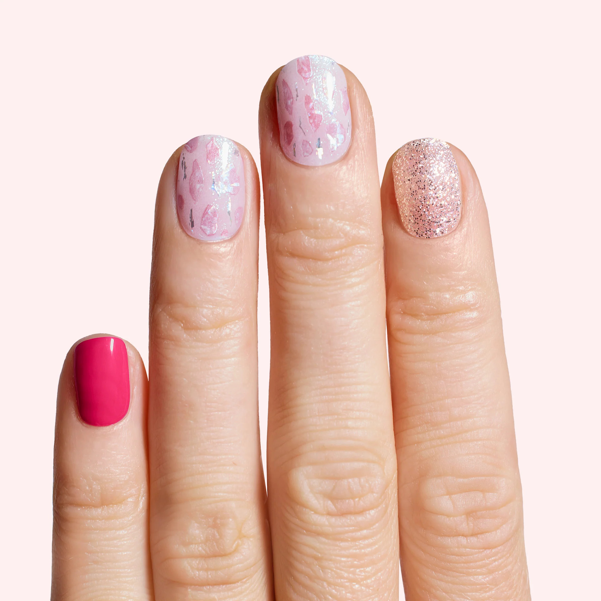 Palm Beach – Hot Pink Mosaic Gel Nail Strips | Dashing Diva US