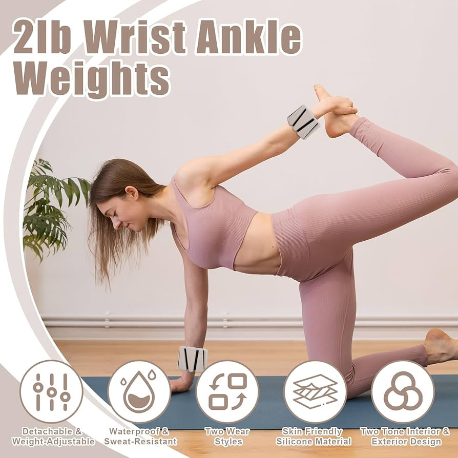 Wrist Ankle Weights, 2lb Adjustable Ankle Weights for Women Men, Silicone Weighted Arm Leg Weight... | Amazon (CA)
