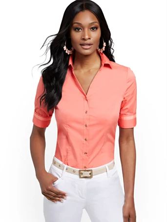 madison stretch shirt - secret snap - 7th avenue | New York & Company