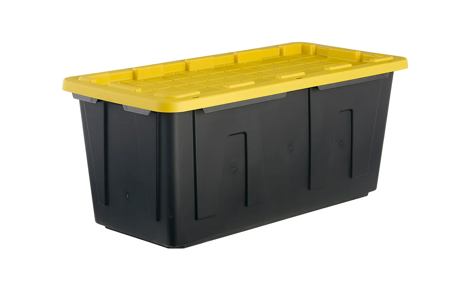 Project Source Commander X-large 50 -Gallons ( 200 -Quarts ) Black and Yellow Heavy Duty Stackable Tote with Standard Snap Lid | 5194390 | Lowe's