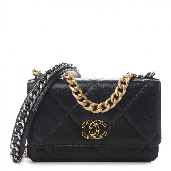 CHANEL

Shiny Goatskin Quilted Chanel 19 Wallet On Chain WOC Black | Fashionphile