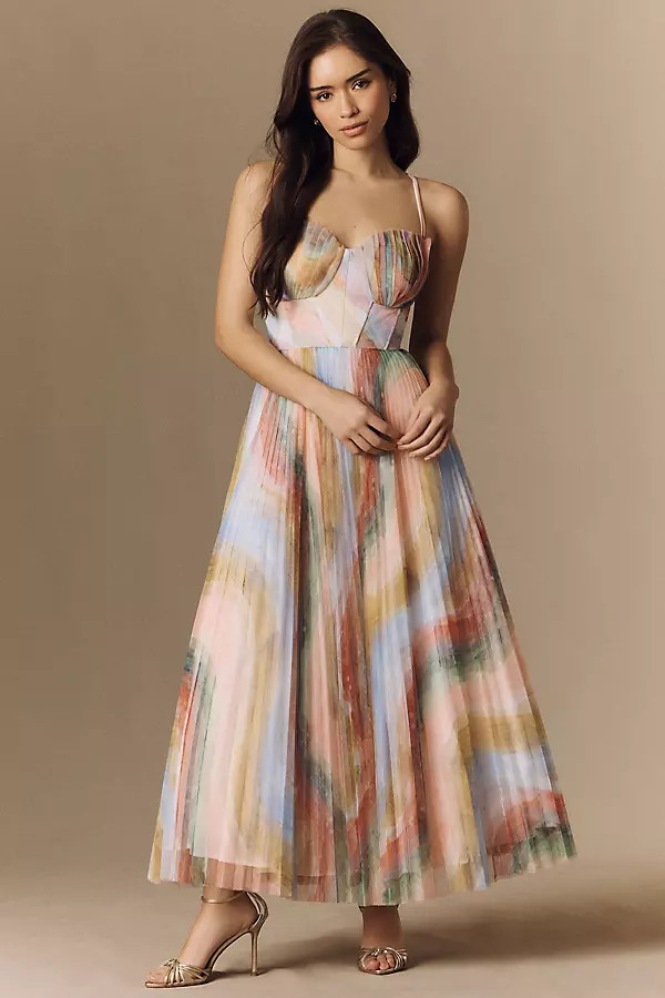 Shell Bustier Tulle Midi Dress | Anthropologie (US)