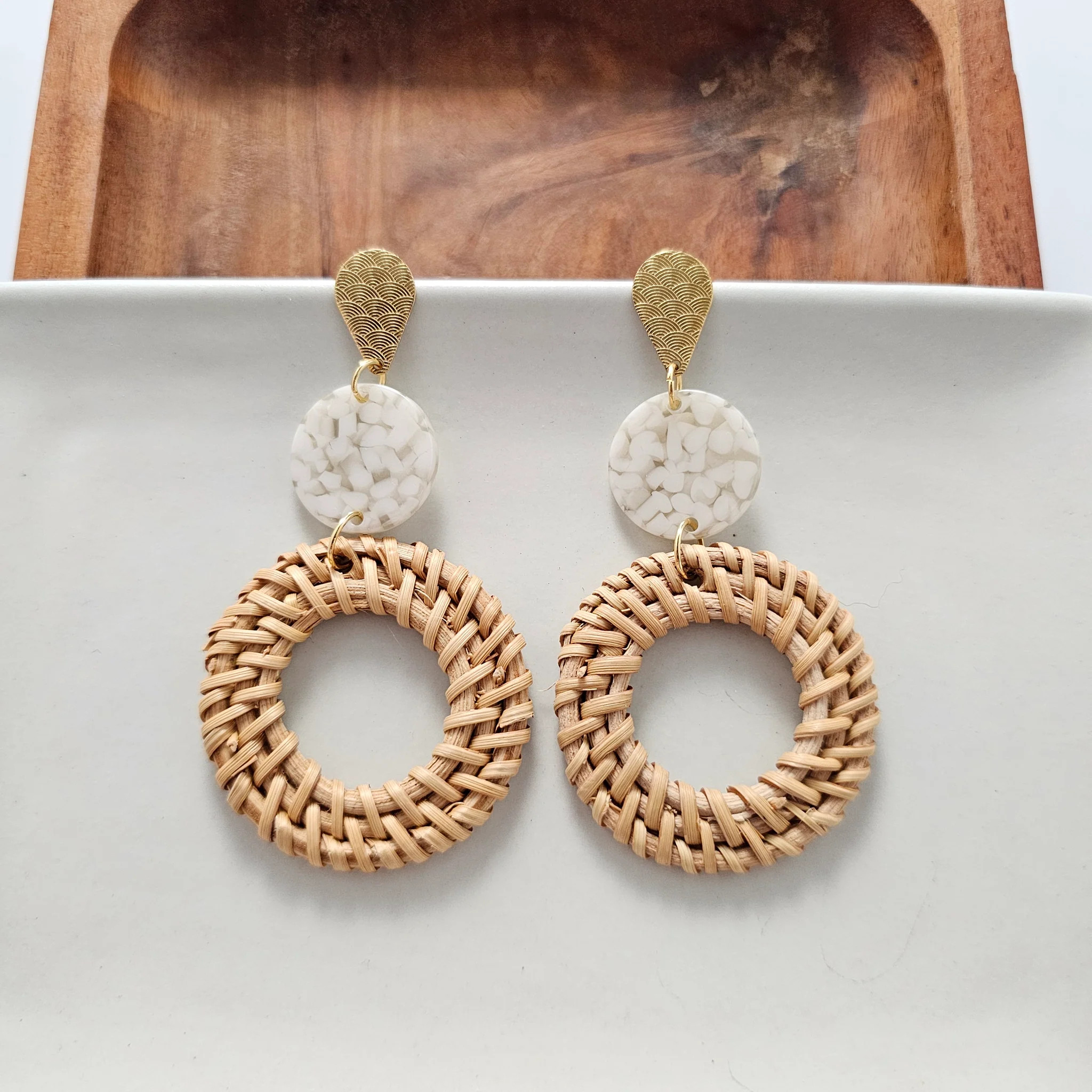 Lana Earrings - Dark Rattan | Spiffy & Splendid