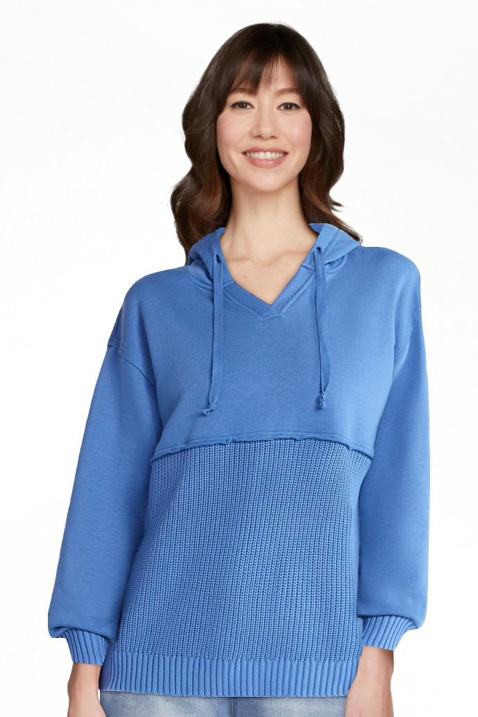 Time and Tru Women's Mixed Media Hoodie, Sizes XS-XXXL - Walmart.com | Walmart (US)