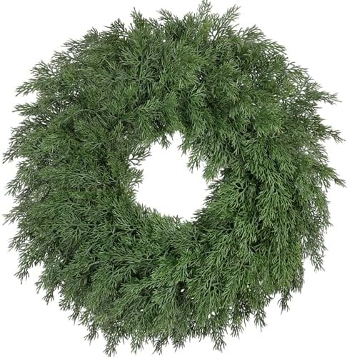 26 Inch Christmas Wreaths for Front Door Realistic Large Winter Greenery Pine Cedar Wreaths for W... | Amazon (US)