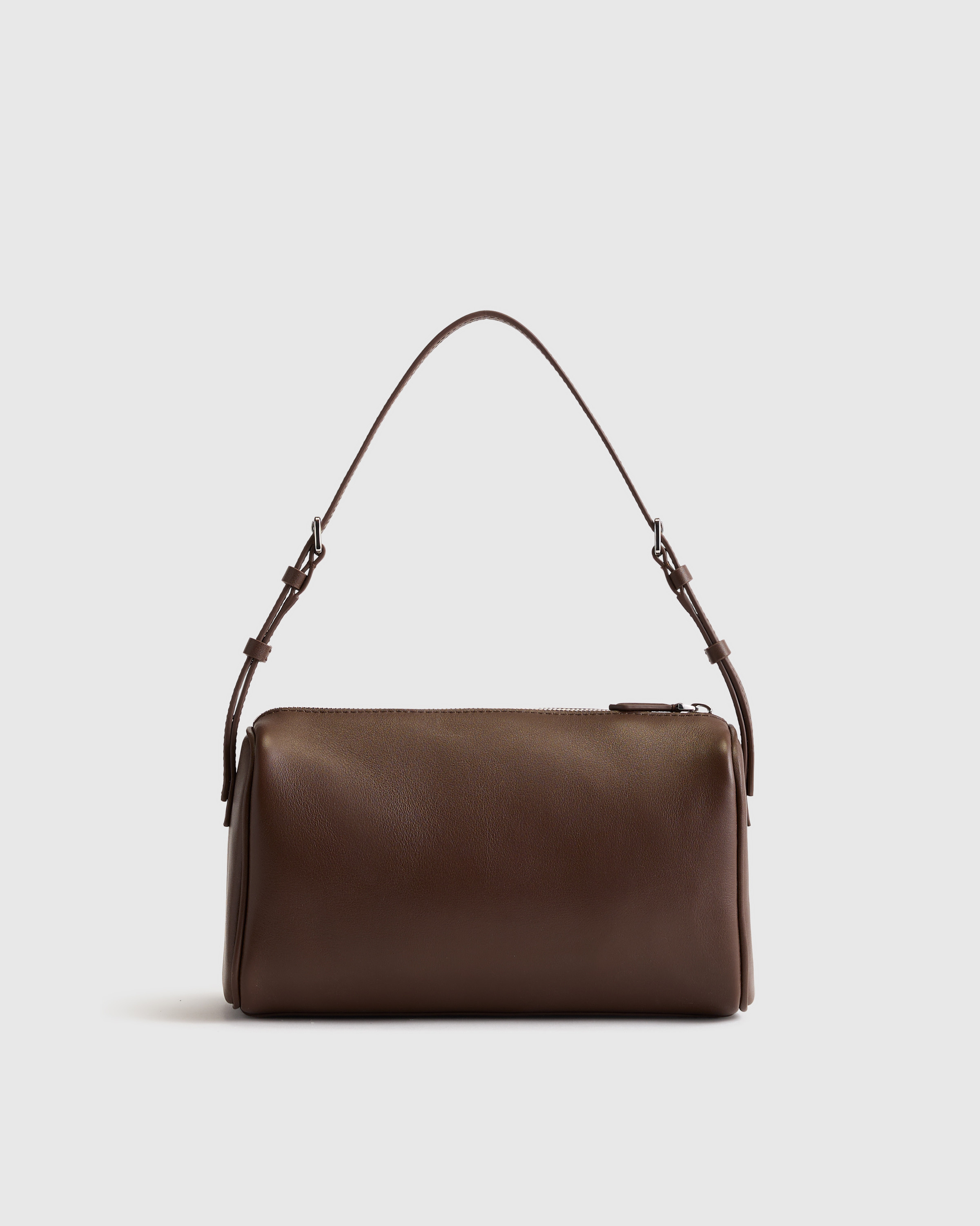 Quince | Women's Italian Leather Mini Barrel Shoulder Bag in Dark Brown | Quince