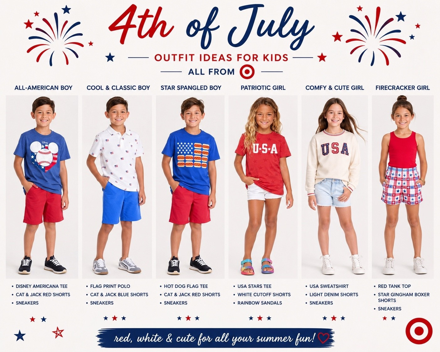 🇺🇸 4th of July Kids’ Outfit Ideas from Target ❤️🤍💙

Getting the kids holiday-ready has never been easier! From patriotic graphic tees and comfy shorts to adorable star-spangled outfits, these Target finds are perfect for parades, backyard BBQs, fireworks, and all the summer fun in between.

✨ My favorites:
⭐ USA sweatshirts and tees
⭐ Red, white & blue shorts
⭐ Flag-print polos
⭐ Fun patriotic sandals
⭐ Easy mix-and-match pieces they’ll actually want to wear

Cute, comfortable, and budget-friendly for all your Independence Day celebrations! Which outfit would your little one pick? 🎆

#LTKKids #TargetStyle #TargetFinds #FourthOfJuly #KidsFashion #PatrioticStyle #SummerOutfits #MomLife #FamilyStyle #LTKFamily #RedWhiteAndBlue #4thOfJulyStyle #TargetKids #LTKSeasonal

#LTKKids #LTKSeasonal