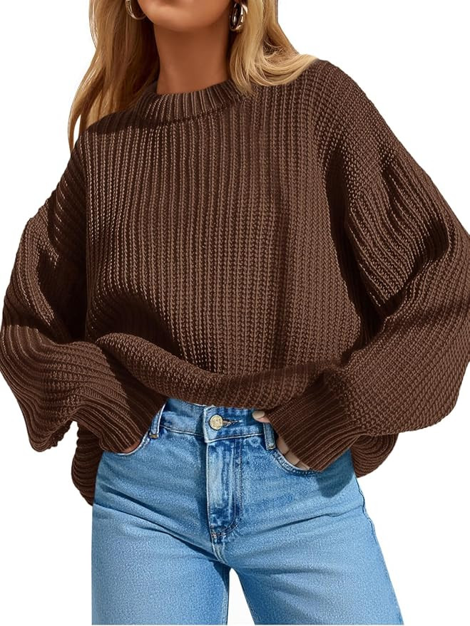 Saodimallsu Womens Oversized Sweater Long Sleeve Crewneck Pullover | Amazon (US)