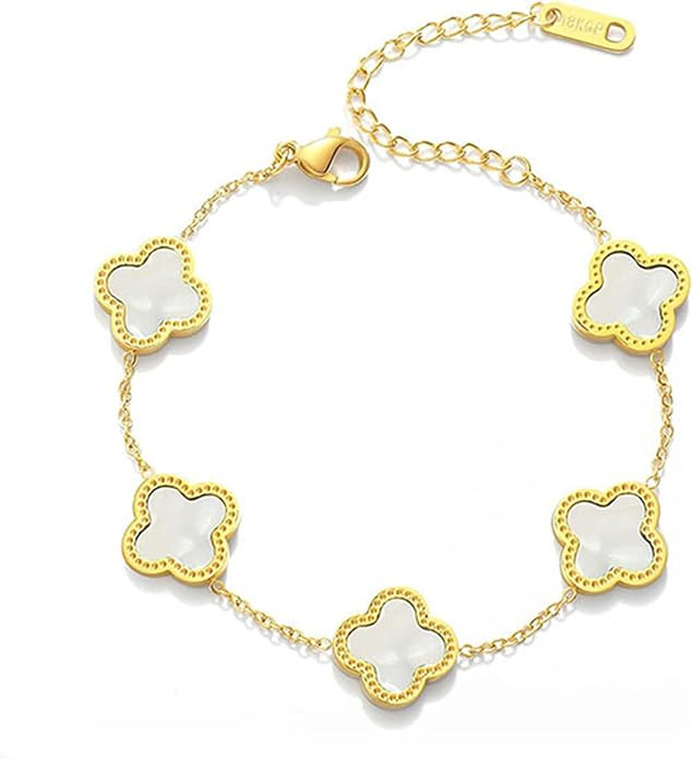 SILANER Gold Bracelets for Women, 18K Gold Plated Clover Bracelet for Women Lucky Four Leaf Link ... | Amazon (US)