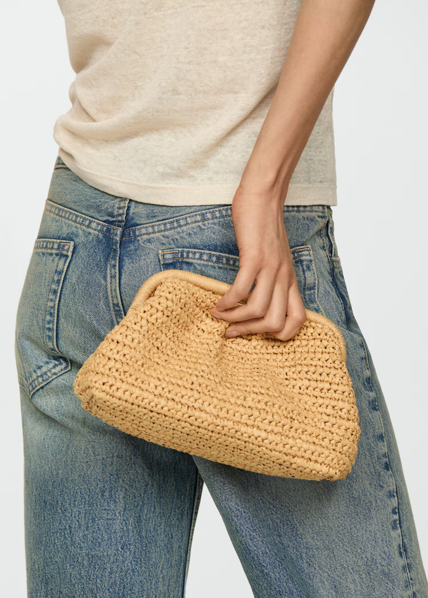 Rattan clutch bag - Woman | MANGO United Kingdom | MANGO (UK)