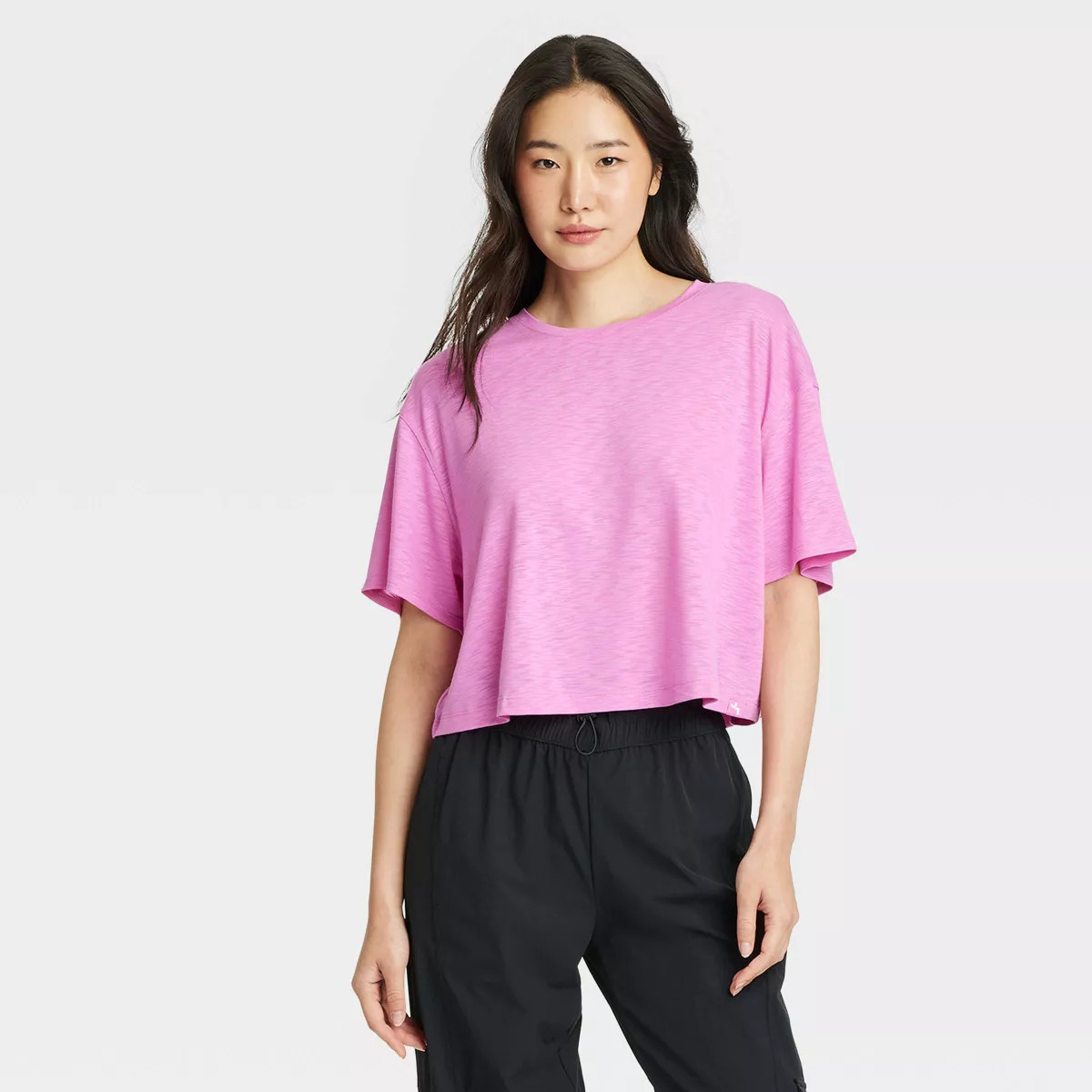 Women's Boxy Open Back Cropped Short Sleeve Shirt - JoyLab™ Coral Red S | Target