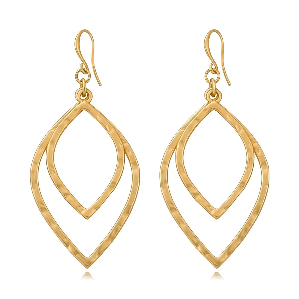 Dangle Earrings for Women 14k Gold Plated Teardrop Dangle Earrings Lightweight Minimalist Geometr... | Amazon (US)