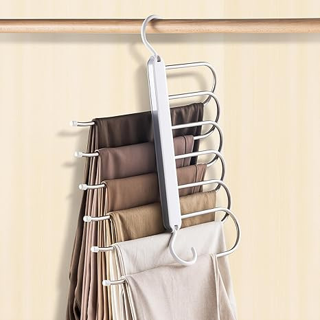 TAILI Pants Hanger Space Saving, 6 Tiers Hangers Organizer, Non Slip Stainless Steel Closet Save ... | Amazon (US)