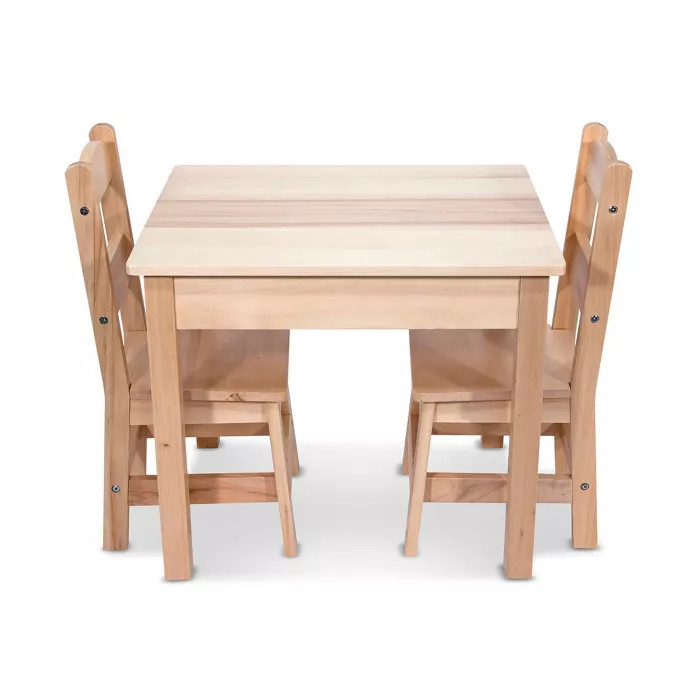 Melissa & Doug Solid Wood Table and 2 Chairs Set - Light Finish Furniture for Playroom | Target