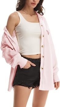 Nirovien Womens Waffle Knit Shirt Jacket Oversized Button Down Shacket Batwing Sleeve Tops with P... | Amazon (US)