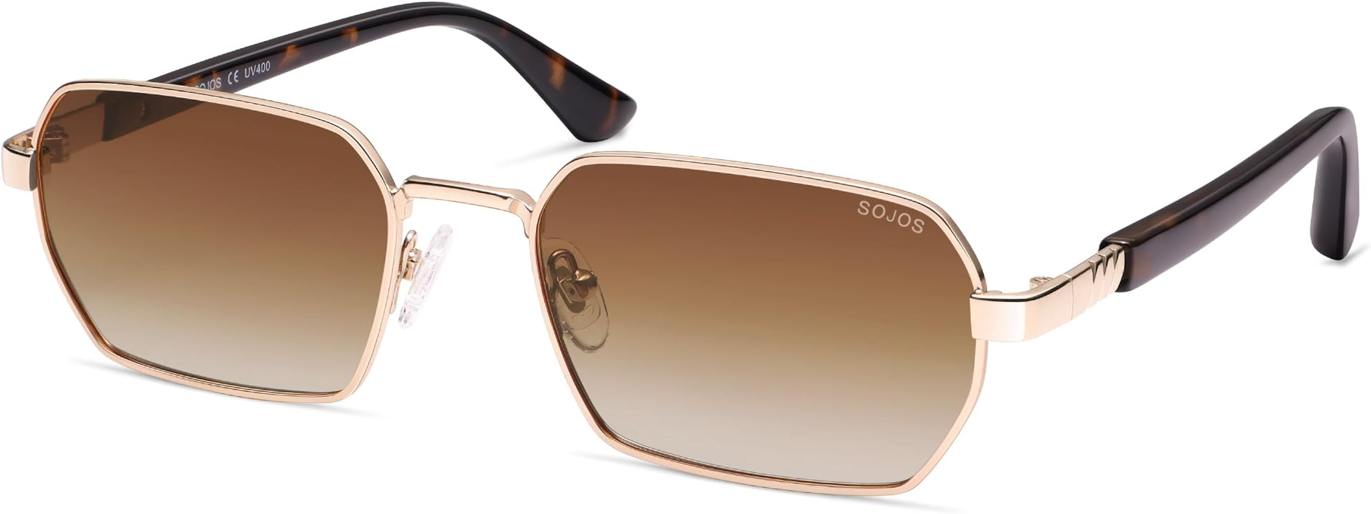 SOJOS Retro Rectangle Polarized 90s Sunglasses for Women Men,Trendy Narrow Hexagon Square Shades ... | Amazon (US)