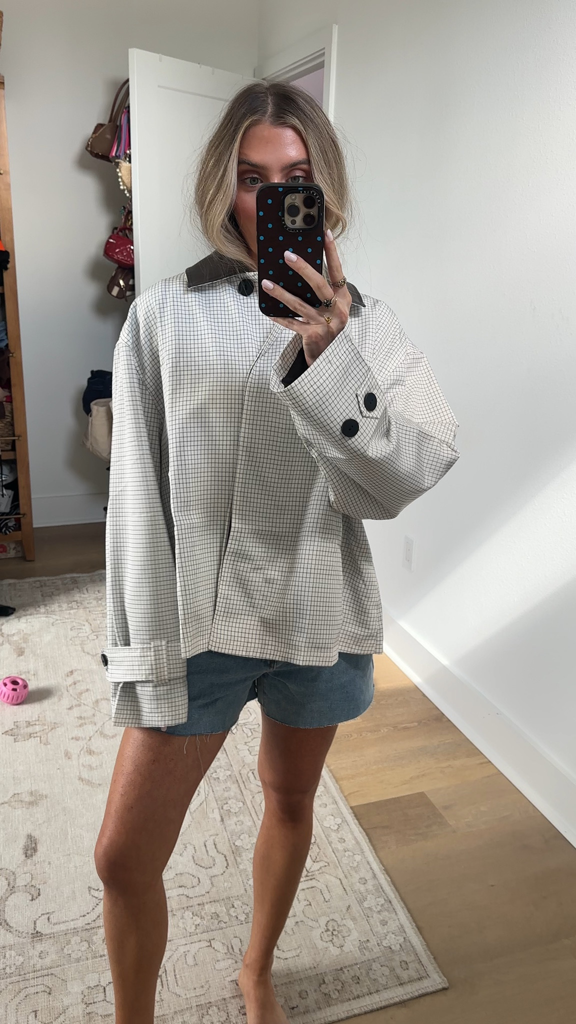 Amazon size small Chevara Women’s Cropped Barn Jacket Oversized Long Sleeve Button Down Plaid Jacket with Faux Leather Contrast Collar

#LTKootd #LTKSaleAlert #LTKWorkwear