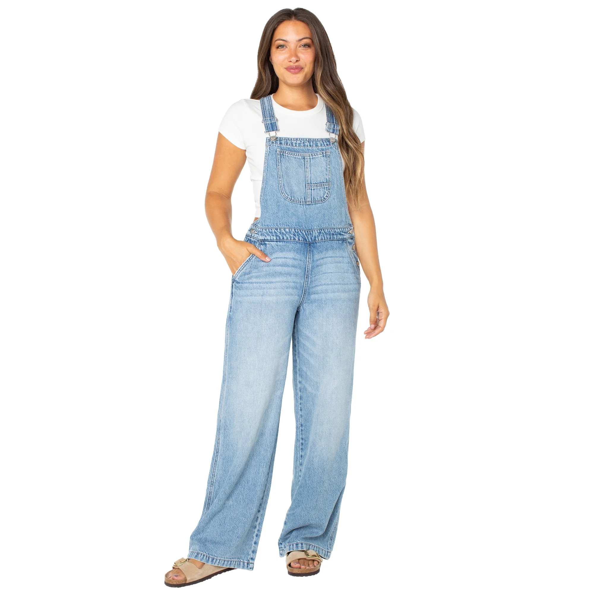 Celebrity Pink Women's Wide Leg Overalls, Sizes XS-XXXL | Walmart (US)