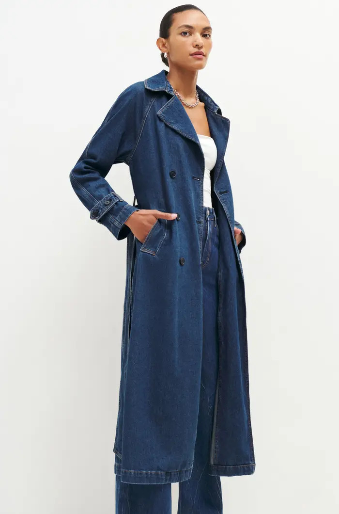 Reformation Hayes Belted Organic Cotton Denim Trench Coat | Nordstrom | Nordstrom