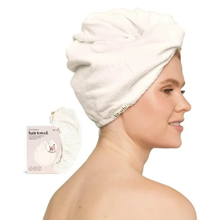 Kitsch Super Absorbent Microfiber Hair Towel Wrap for Women, Anti-Frizz Quick Dry Turban (Ivory) | Walmart (US)