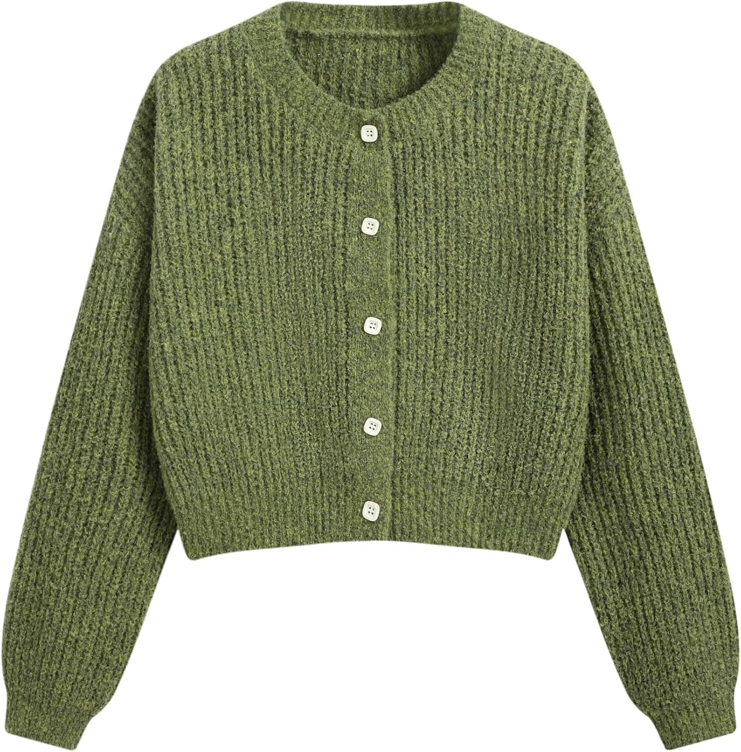 CIDER Cardigan Sweaters for Women Trendy Knit Crew Neck Button Down Cardigan Solid Long Sleeve Knit Outerwear Top | Amazon (US)