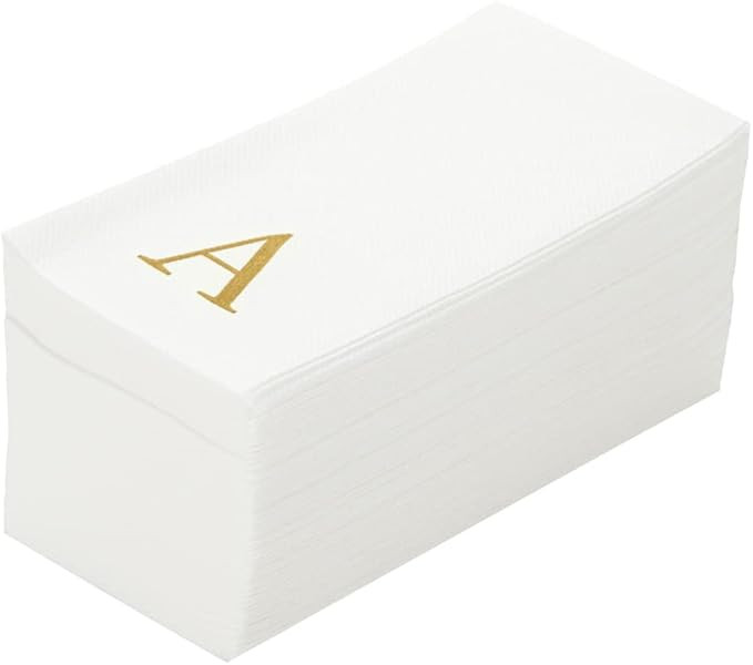 Luxenap 15.8 X 7.9 Inch Linen-Feel Guest Towels, 50 Lettered Hand Towels - Gold Letter 'A', Sans ... | Amazon (US)