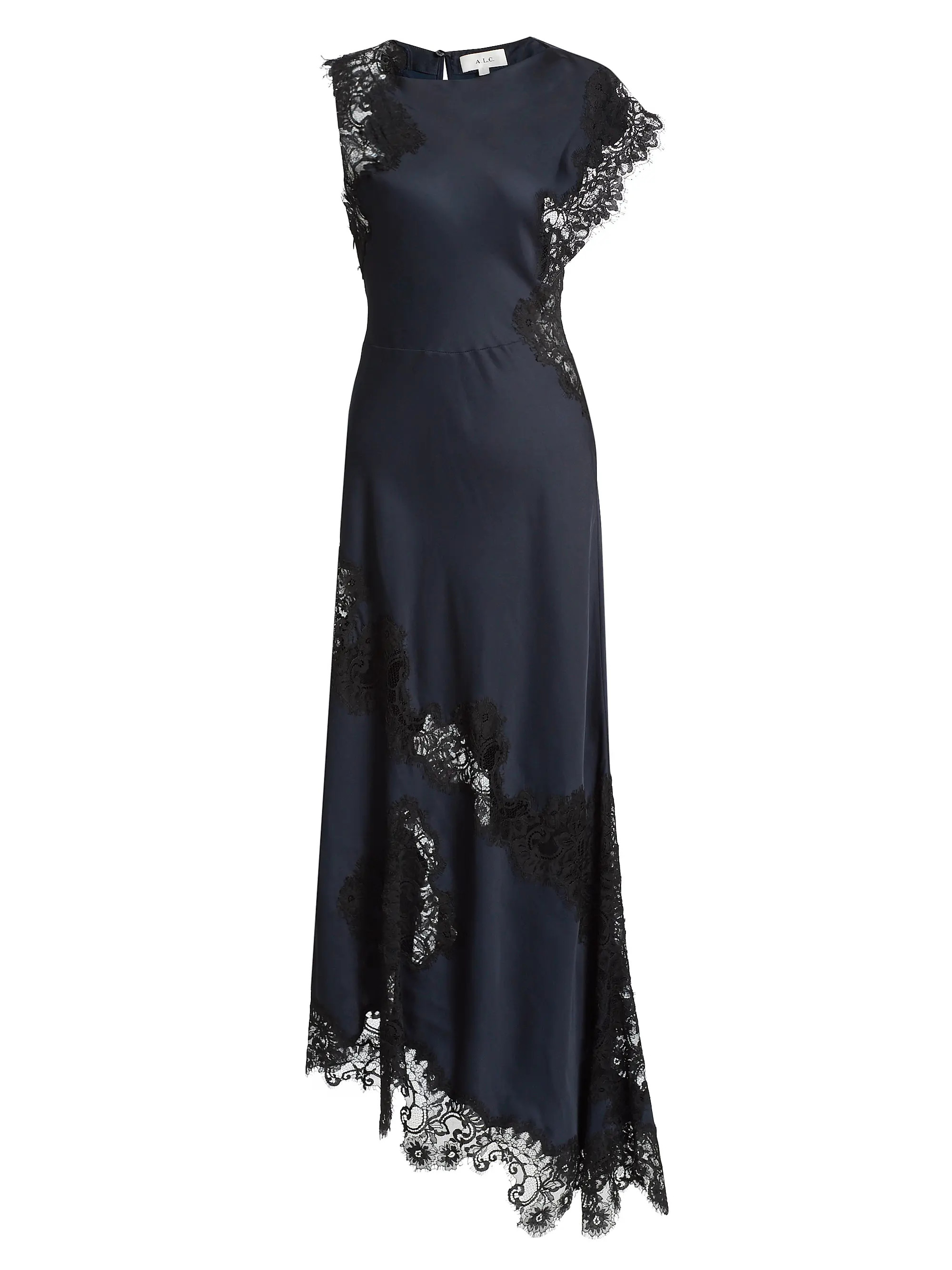 Alessia Lace-Trim Satin Maxi Dress | Saks Fifth Avenue