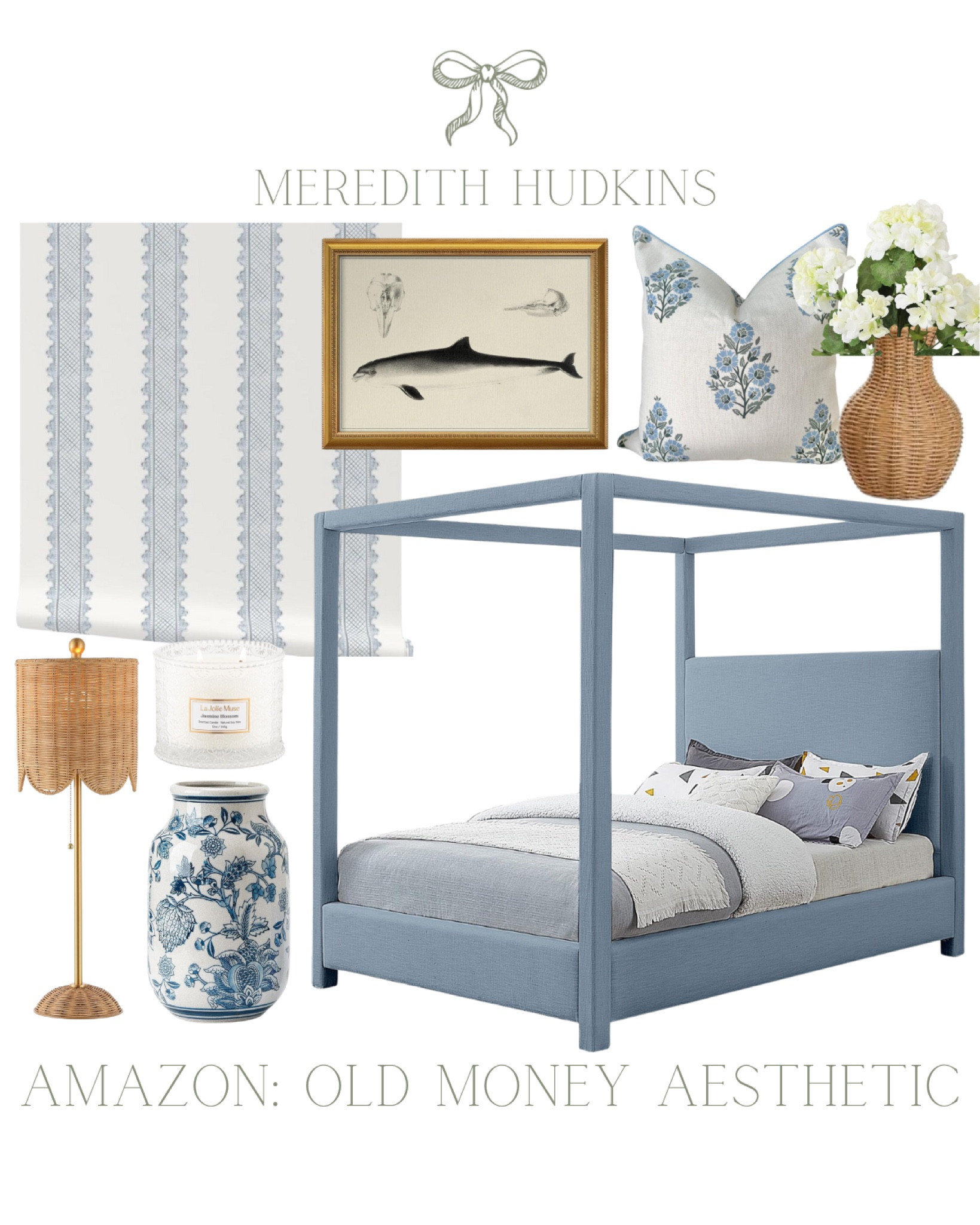 meredith hudkins, preppy home decor, old money home decor, old money aesthetic, old money style, primary bedroom, living room, bed, rattan table lamp with scalloped lamp shade, wallpaper, framed art, rattan vase, blockprint pillow cover, throw pillow

#LTKHome #LTKFindsUnder100 #LTKSaleAlert