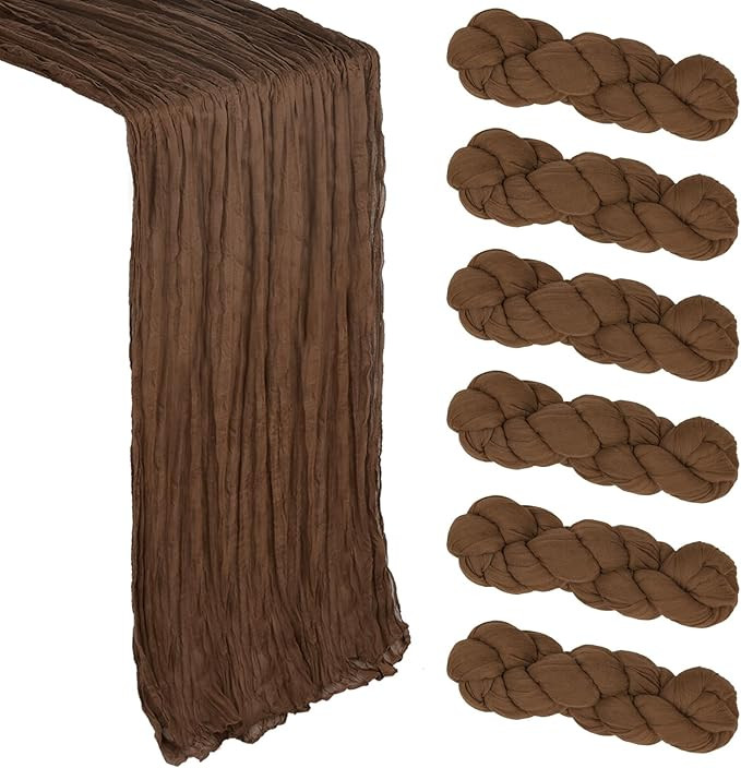 6 Pack Brown Cheesecloth Table Runner 10Ft Gauze Cheese Cloth Table Runner 35x120 Inch Boho Sheer... | Amazon (US)
