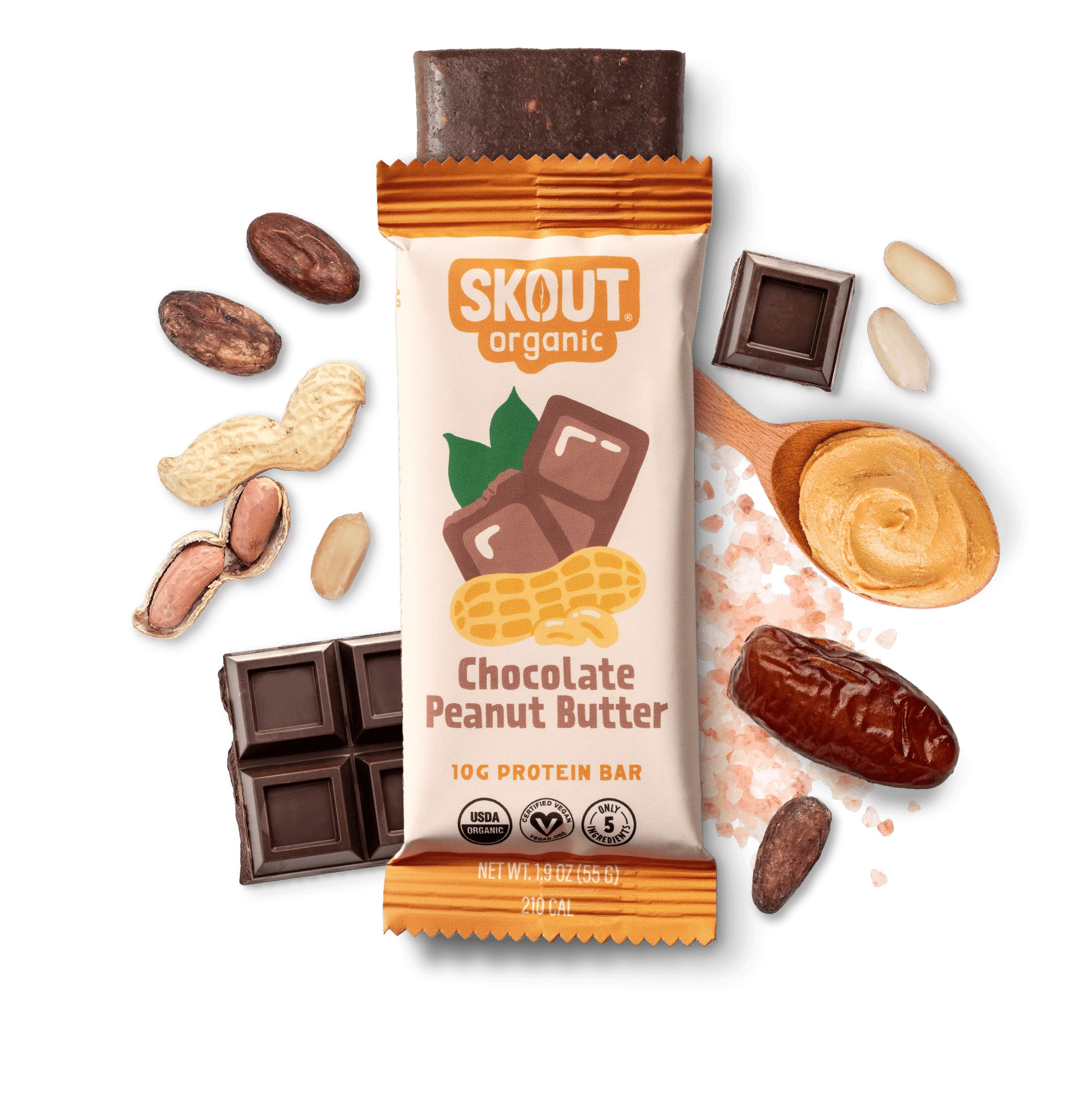 Skout Organic Protein Bar | Chocolate Peanut Butter | Plant-Based and Delicious | Skout Organic