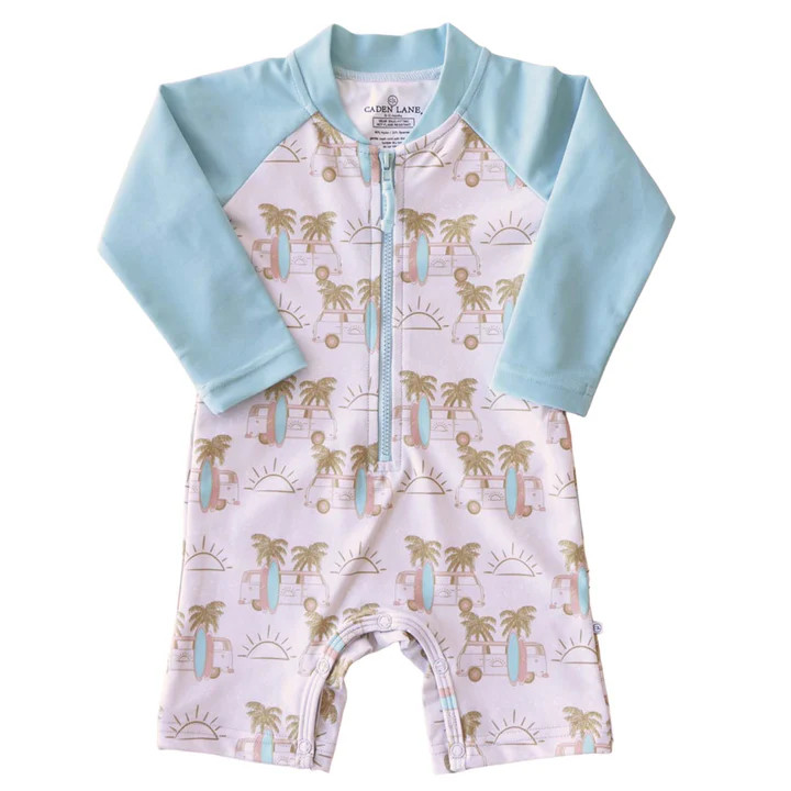 Long Sleeve Rash Guard Swim Romper Shortie | All Prints | Caden Lane