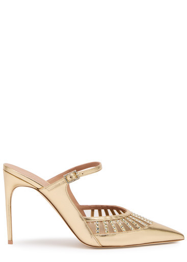 Bardot 90 metallic leather mules | Harvey Nichols