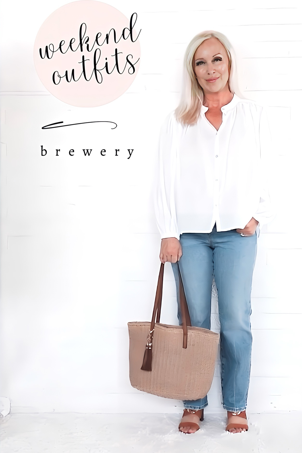 Weekend Outfits - Brewery Outfit: I styled straight like jeans with a lightweight white poets blouse & straw tote for a late summer outfit perfect for a trip to a brewery.

#LTKSeasonal #LTKOver40 #LTKItBag