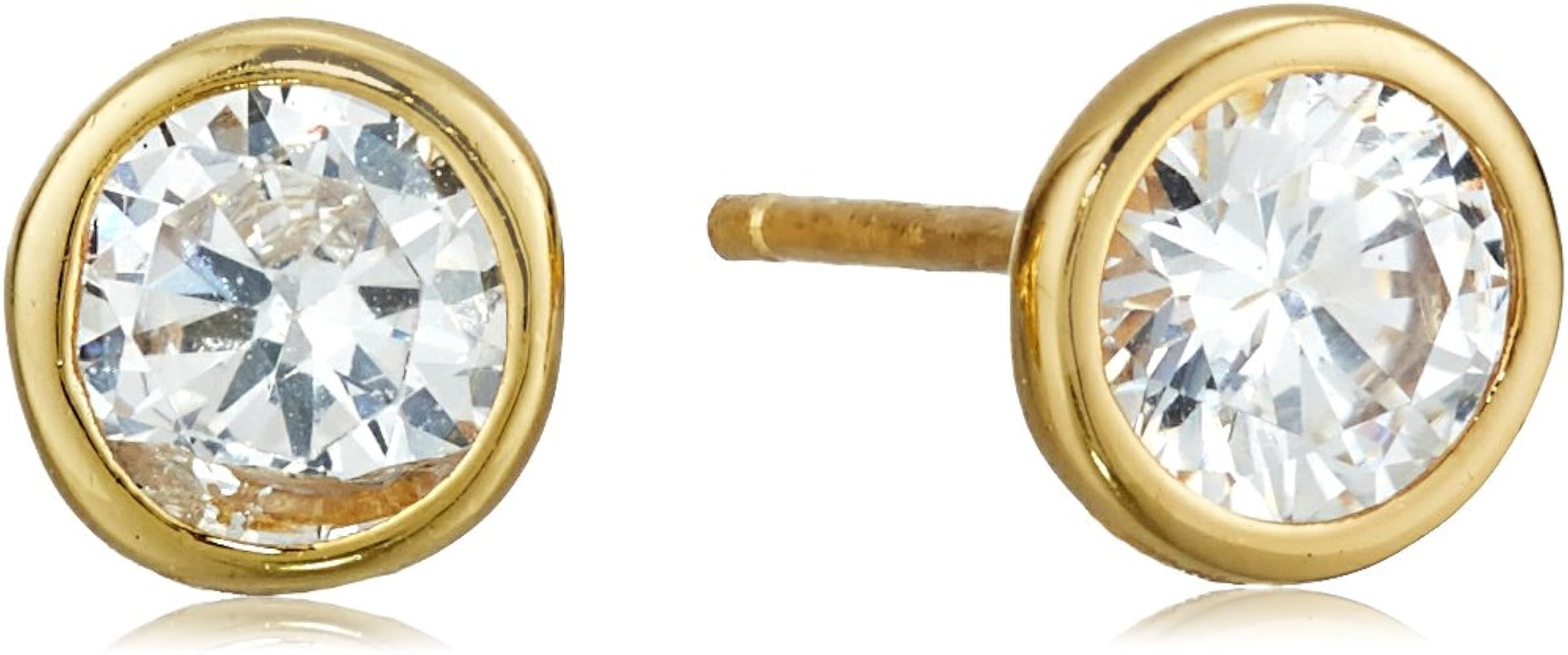 Amazon Essentials Sterling Silver AAA Cubic Zirconia Bezel Stud Earrings | Amazon (US)