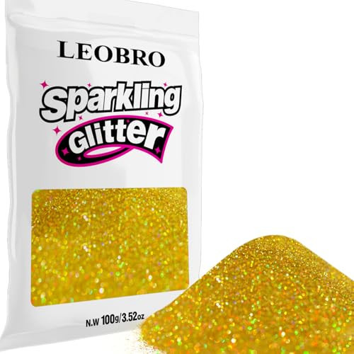 LEOBRO Gold Glitter, 100 g / 3.5 oz Holographic Fine Glitter for Crafts, Resin, Flowers, DIY Jewelry Party Decorations | Amazon (US)